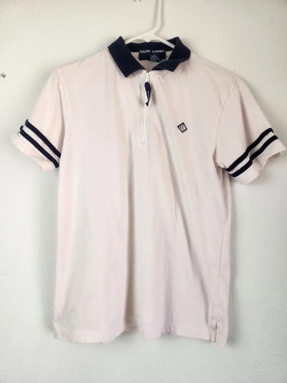 Ralph Lauren Polo Sport 1/4 Zip White/Pink Shirt Short Sleeve Men Size Medium